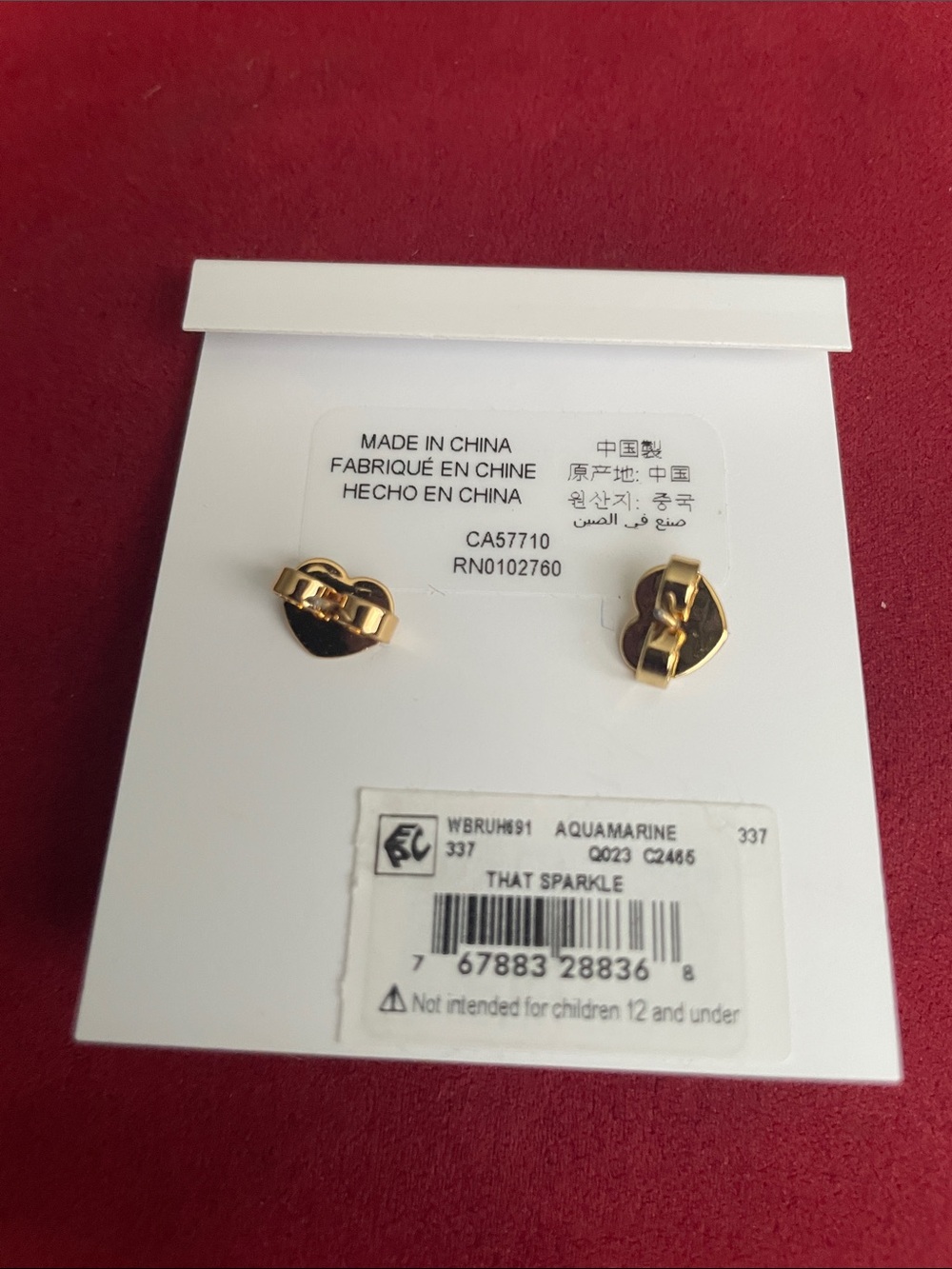 kate spade Aqua Marine Gold-Trim Stud Earrings NWT - Picture 3 of 4